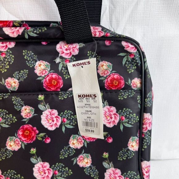 Clearlove NWT Black Floral Print Zip Travel Hanging Toiletry Bag College Dorm - Picture 9 of 9